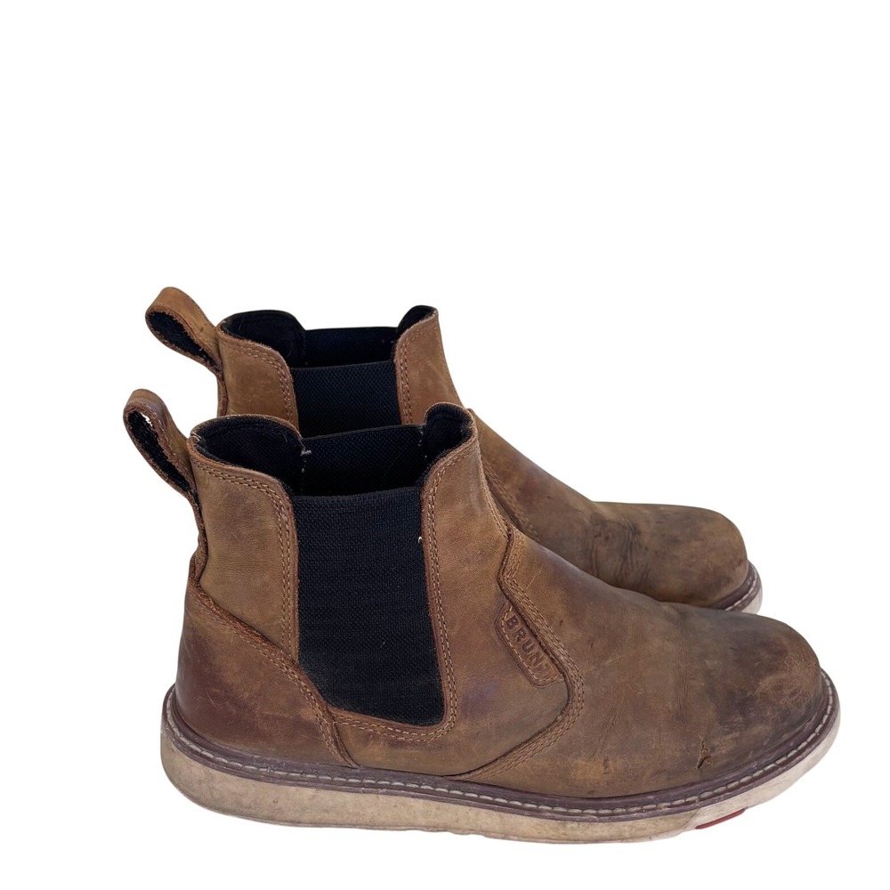 Brunt Mens The Ohman Chelsea Work Boots 10M Brown Leather Soft Toe EH Non-Slip